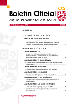 Boletín Oficial de la Provincia del lunes, 5 de enero de 2015