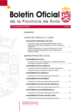 Boletín Oficial de la Provincia del viernes, 2 de enero de 2015