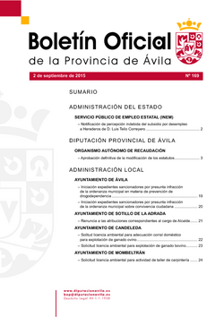 Boletín Oficial de la Provincia del miércoles, 2 de septiembre de 2015
