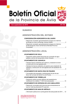 Boletín Oficial de la Provincia del jueves, 3 de septiembre de 2015