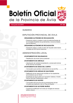 Boletín Oficial de la Provincia del jueves, 4 de junio de 2015