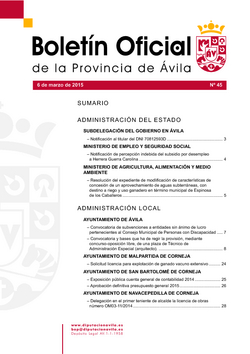 Boletín Oficial de la Provincia del viernes, 6 de marzo de 2015