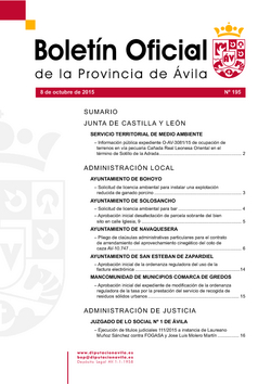 Boletín Oficial de la Provincia del jueves, 8 de octubre de 2015