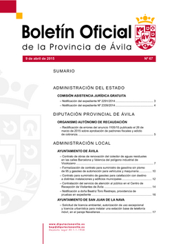 Boletín Oficial de la Provincia del jueves, 9 de abril de 2015