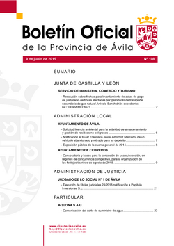 Boletín Oficial de la Provincia del martes, 9 de junio de 2015