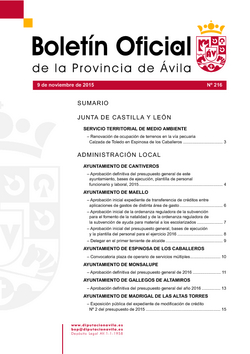 Boletín Oficial de la Provincia del lunes, 9 de noviembre de 2015