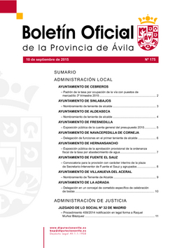 Boletín Oficial de la Provincia del jueves, 10 de septiembre de 2015