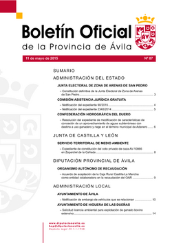 Boletín Oficial de la Provincia del lunes, 11 de mayo de 2015