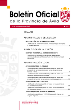 Boletín Oficial de la Provincia del jueves, 12 de noviembre de 2015