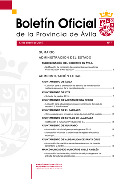 Boletín Oficial de la Provincia del martes, 13 de enero de 2015