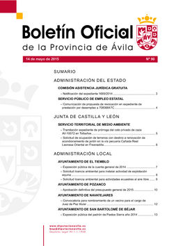 Boletín Oficial de la Provincia del jueves, 14 de mayo de 2015