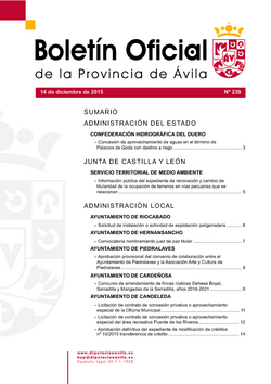 Boletín Oficial de la Provincia del lunes, 14 de diciembre de 2015