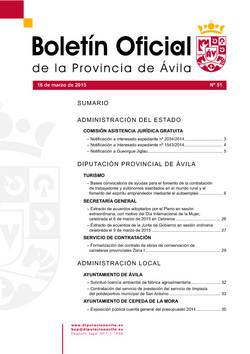 Boletín Oficial de la Provincia del lunes, 16 de marzo de 2015