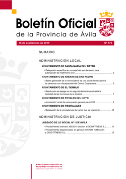 Boletín Oficial de la Provincia del miércoles, 16 de septiembre de 2015