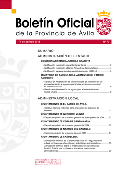 Boletín Oficial de la Provincia del viernes, 17 de abril de 2015