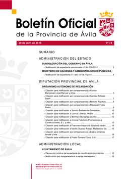 Boletín Oficial de la Provincia del lunes, 20 de abril de 2015