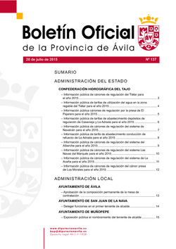 Boletín Oficial de la Provincia del lunes, 20 de julio de 2015