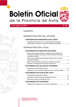 Boletín Oficial de la Provincia del viernes, 21 de agosto de 2015