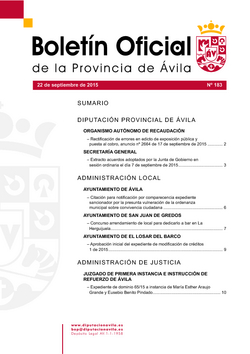 Boletín Oficial de la Provincia del martes, 22 de septiembre de 2015