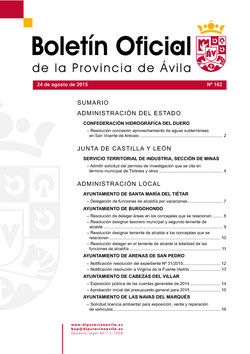Boletín Oficial de la Provincia del lunes, 24 de agosto de 2015