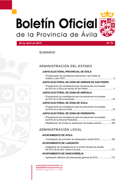 Boletín Oficial de la Provincia del martes, 28 de abril de 2015