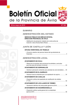 Boletín Oficial de la Provincia del jueves, 28 de mayo de 2015