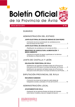 Boletín Oficial de la Provincia del miércoles, 29 de abril de 2015