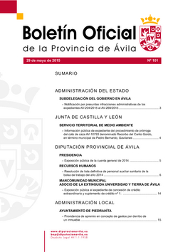 Boletín Oficial de la Provincia del viernes, 29 de mayo de 2015