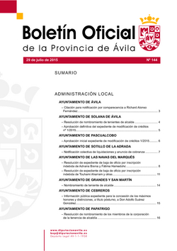 Boletín Oficial de la Provincia del miércoles, 29 de julio de 2015