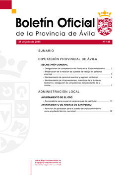 Boletín Oficial de la Provincia del viernes, 31 de julio de 2015