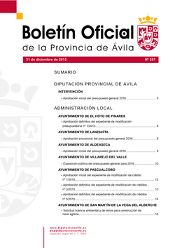 Boletín Oficial de la Provincia del jueves, 31 de diciembre de 2015