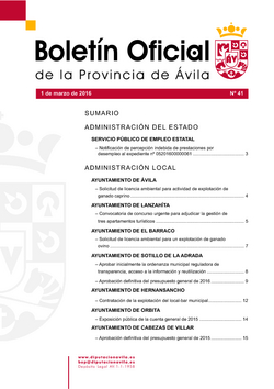 Boletín Oficial de la Provincia del martes, 1 de marzo de 2016