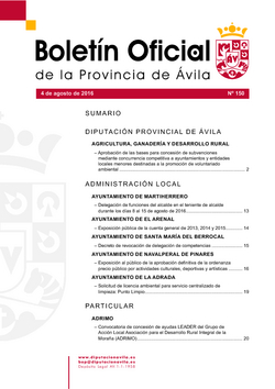 Boletín Oficial de la Provincia del jueves, 4 de agosto de 2016