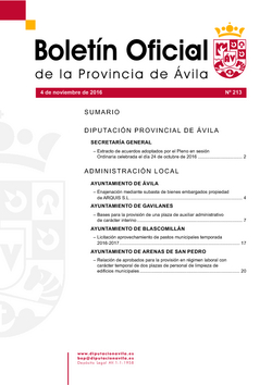 Boletín Oficial de la Provincia del viernes, 4 de noviembre de 2016