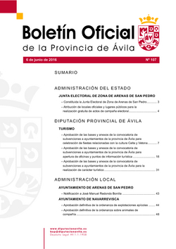 Boletín Oficial de la Provincia del lunes, 6 de junio de 2016