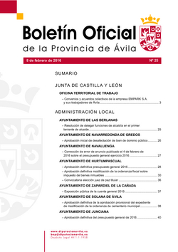 Boletín Oficial de la Provincia del lunes, 8 de febrero de 2016