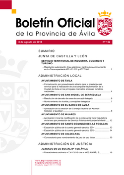 Boletín Oficial de la Provincia del lunes, 8 de agosto de 2016