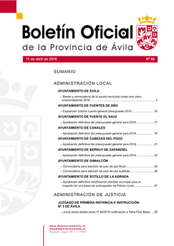 Boletín Oficial de la Provincia del lunes, 11 de abril de 2016