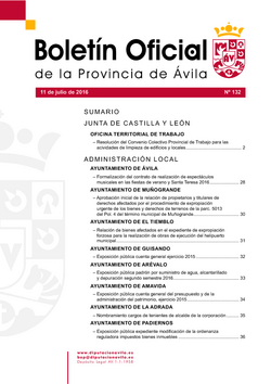 Boletín Oficial de la Provincia del lunes, 11 de julio de 2016