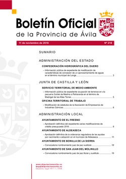Boletín Oficial de la Provincia del viernes, 11 de noviembre de 2016