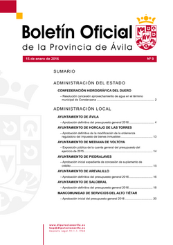 Boletín Oficial de la Provincia del viernes, 15 de enero de 2016