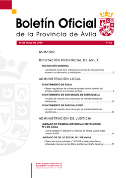 Boletín Oficial de la Provincia del lunes, 16 de mayo de 2016