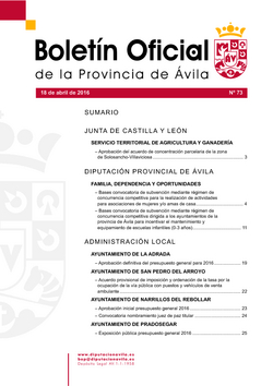 Boletín Oficial de la Provincia del lunes, 18 de abril de 2016