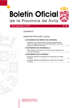 Boletín Oficial de la Provincia del lunes, 19 de septiembre de 2016