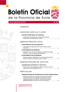 Boletín Oficial de la Provincia del martes, 20 de septiembre de 2016