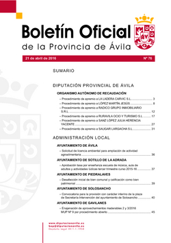 Boletín Oficial de la Provincia del jueves, 21 de abril de 2016