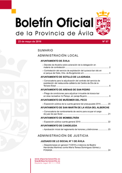 Boletín Oficial de la Provincia del lunes, 23 de mayo de 2016