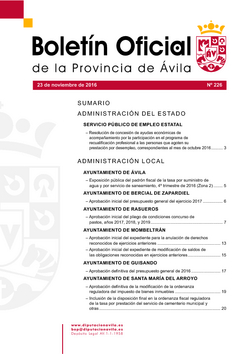 Boletín Oficial de la Provincia del miércoles, 23 de noviembre de 2016