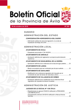 Boletín Oficial de la Provincia del lunes, 24 de octubre de 2016