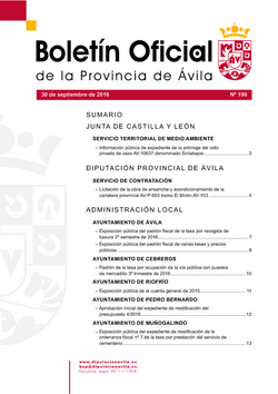 Boletín Oficial de la Provincia del viernes, 30 de septiembre de 2016